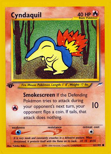 Cyndaquil (Neo Destiny) Light Play 1st Edition