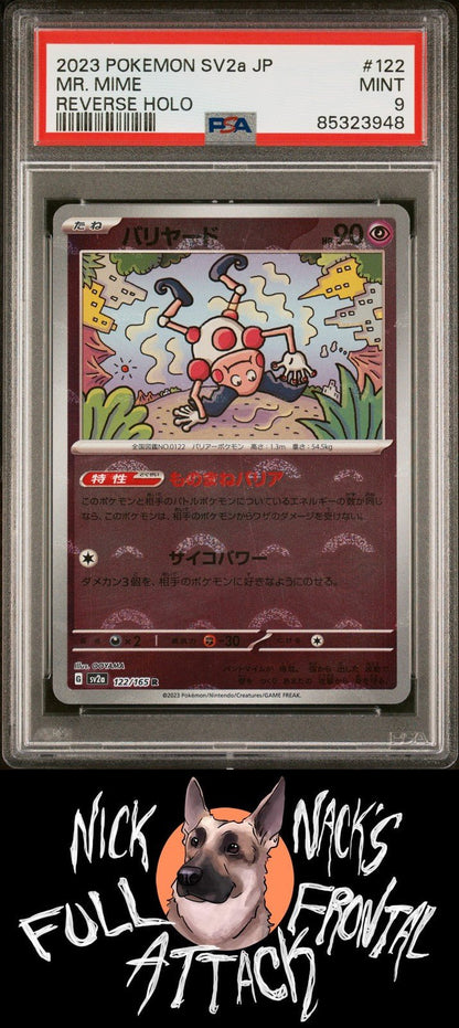 2023 Pokemon Japanese Sv2a - Pokemon 151 122 Mr. Mime Reverse Holo PSA 9 - Nick Nack's Full Frontal Attack