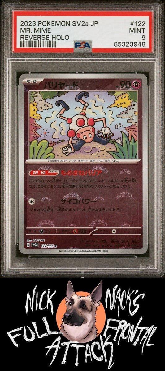 2023 Pokemon Japanese Sv2a - Pokemon 151 122 Mr. Mime Reverse Holo PSA 9 - Nick Nack's Full Frontal Attack