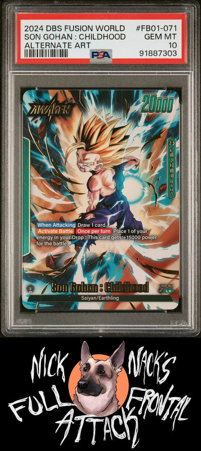 DBSCG Fusion World Awakened Pulse FB01 - 071 Son Gohan : Childhood Alt Art PSA 10 - Nick Nack's Full Frontal Attack