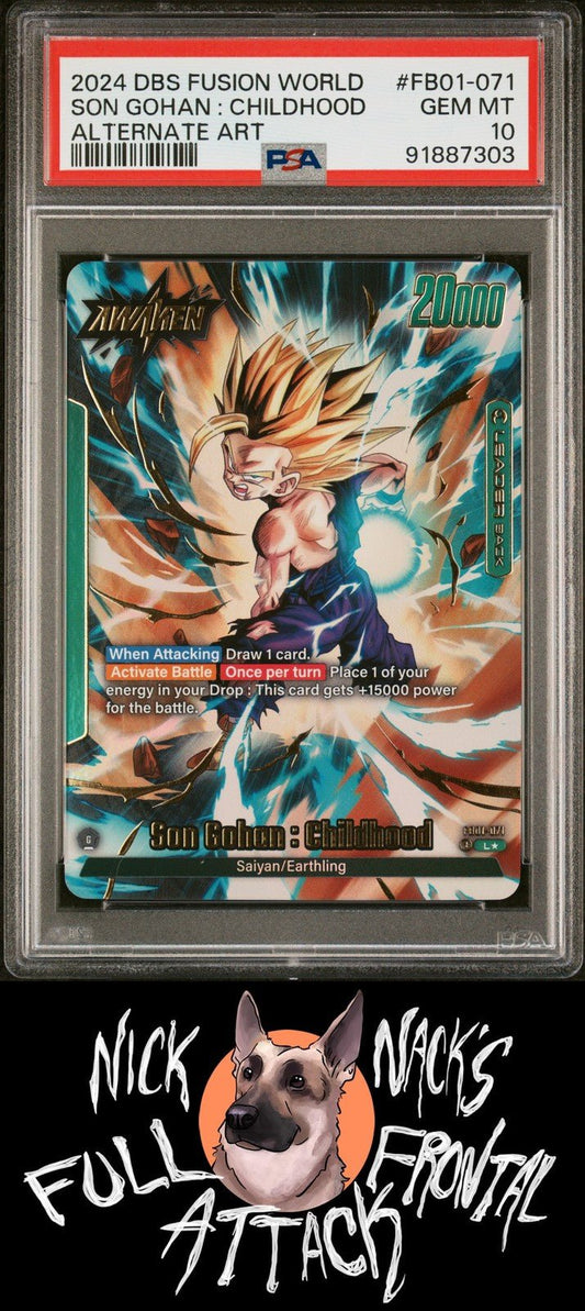 DBSCG Fusion World Awakened Pulse FB01 - 071 Son Gohan : Childhood Alt Art PSA 10 - Nick Nack's Full Frontal Attack