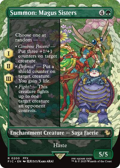 Summon: Magus Sisters (Borderless) (Commander: FINAL FANTASY) Near Mint Foil - Nick Nack's Full Frontal Attack
