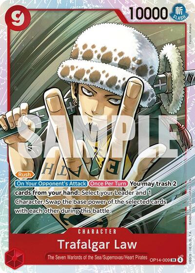 Trafalgar Law OP14 - 009 (The Azure Sea's Seven) Near Mint Foil - Nick Nack's Full Frontal Attack