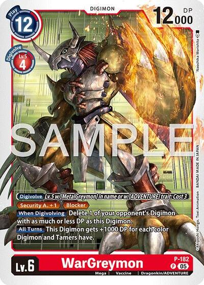 WarGreymon P - 182 (Reprint) (Advanced Booster Digimon Generation) Near Mint - Nick Nack's Full Frontal Attack