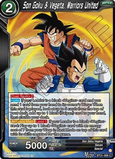 Son Goku and Vegeta, Warriors United (Impact Beyond Dimensions) Near Mint