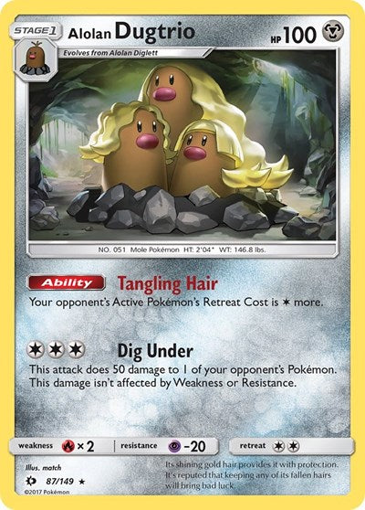 Alolan Dugtrio (SM Base Set) Near Mint Holofoil