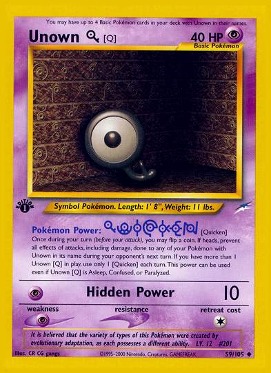 Unown (Q) (Neo Destiny) Light Play 1st Edition