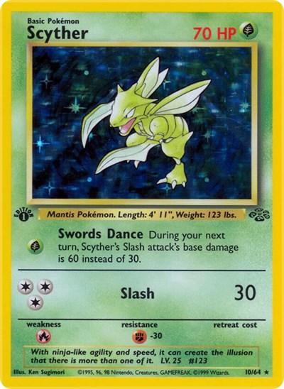 Scyther (10) (Jungle) Heavy Play Holofoil Unlimited