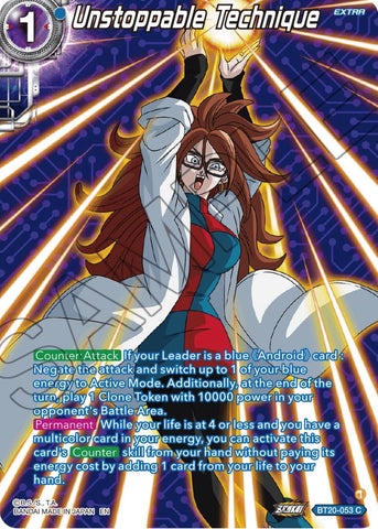 Unstoppable Technique (Silver Foil) (BT20-053) [Power Absorbed]