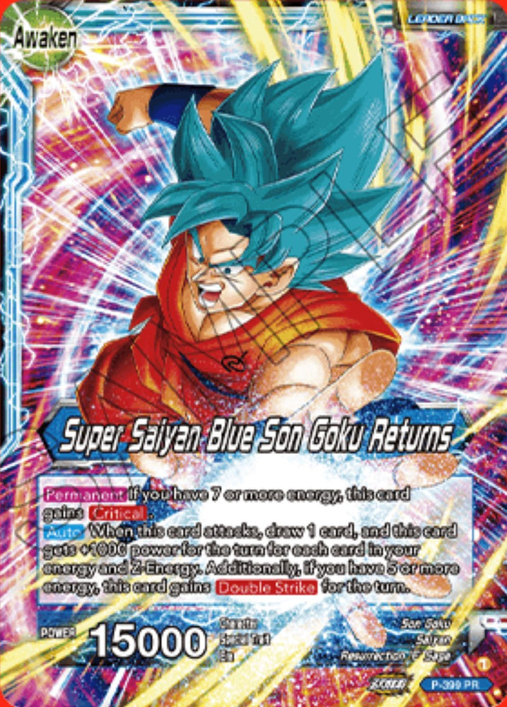 Son Goku // Le retour de Son Goku Super Saiyan Blue (P-399) [Cartes promotionnelles]