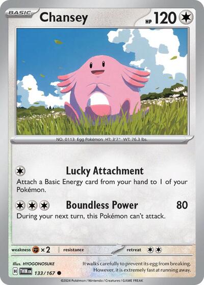 Chansey - 133 (SV06: Twilight Masquerade) Near Mint Reverse Holofoil - Nick Nack's Full Frontal Attack