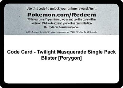 Code Card - Twilight Masquerade Single Pack Blister (Porygon) (SV06: Twilight Masquerade) Near Mint