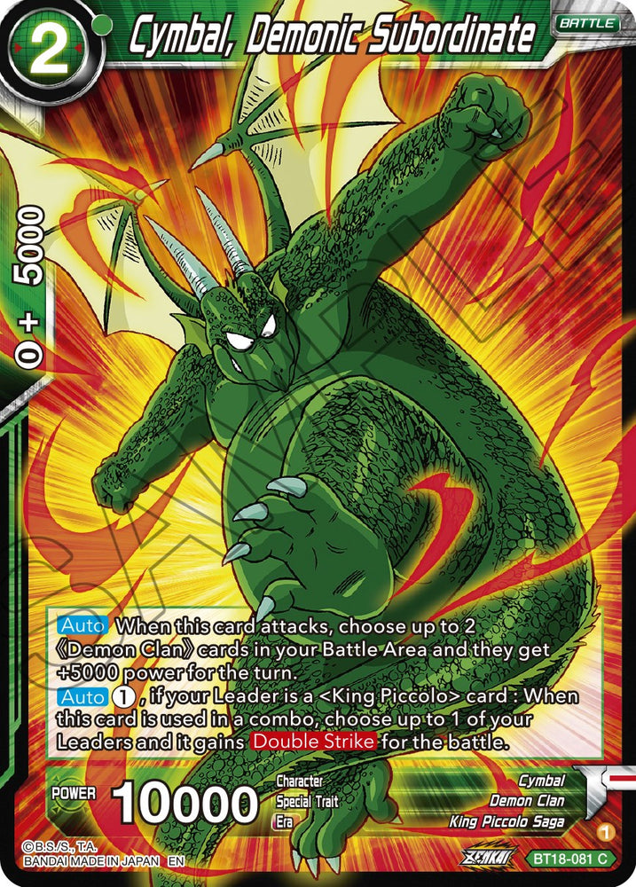 Cymbale, subordonné démoniaque (BT18-081) [Dawn of the Z-Legends] 