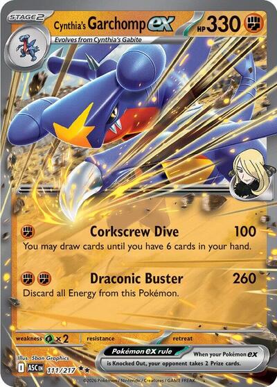 Cynthia's Garchomp ex (ME: Ascended Heroes) Near Mint Holofoil - Nick Nack's Full Frontal Attack