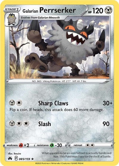 Galarian Perrserker (Crown Zenith) Near Mint Reverse Holofoil
