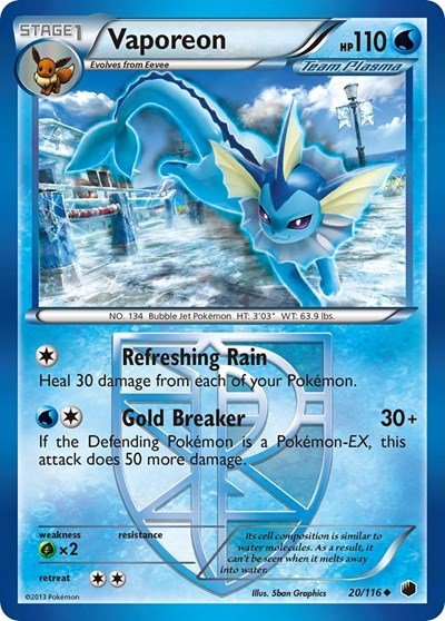 Vaporeon (Team Plasma) (Plasma Freeze) Light Play - Nick Nack's Full Frontal Attack