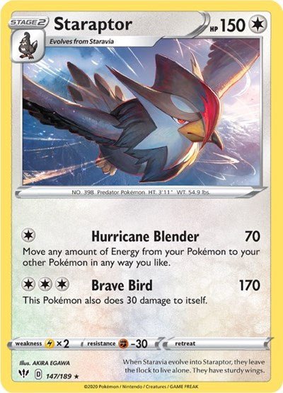 Staraptor (SWSH03: Darkness Ablaze) Near Mint - Nick Nack's Full Frontal Attack