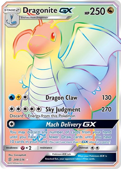 Dragonite GX (Secret) (SM - Unified Minds) Near Mint Holofoil