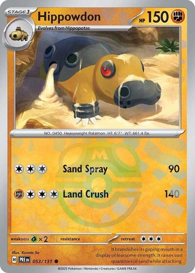 Hippowdon (Master Ball Pattern) (SV: Prismatic Evolutions) Near Mint Holofoil