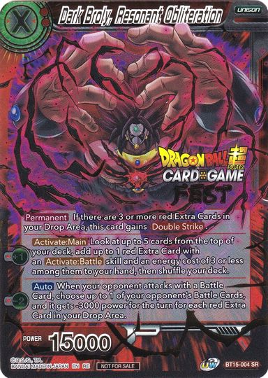 Dark Broly, Resonant Obliteration (Card Game Fest 2022) (BT15-004) [Tarjetas de promoción del torneo] 