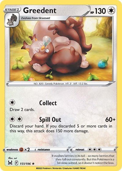 Greedent (SWSH11: Lost Origin) Near Mint - Nick Nack's Full Frontal Attack