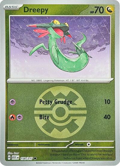 Dreepy - 158/217 (Quick Ball) (ME: Ascended Heroes) Near Mint Reverse Holofoil - Nick Nack's Full Frontal Attack