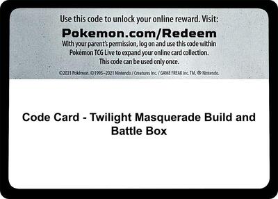 Code Card - Twilight Masquerade Build and Battle Box (SV06: Twilight Masquerade) Near Mint