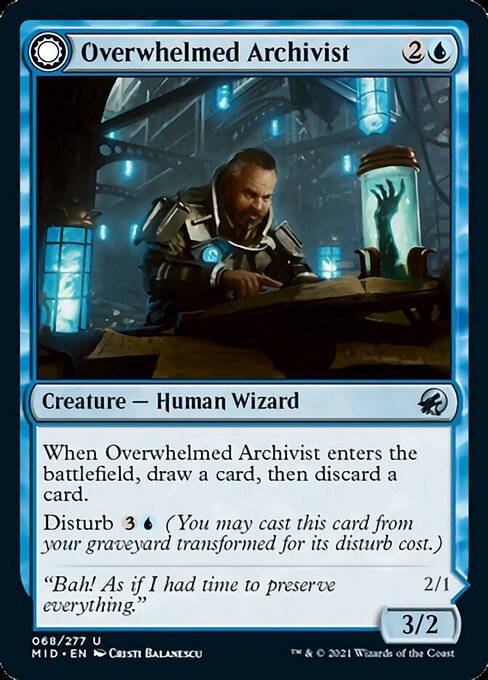 Overwhelmed Archivist / Archive Haunt (Innistrad: Midnight Hunt) Near Mint - Nick Nack's Full Frontal Attack