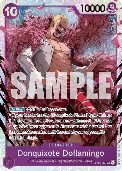Donquixhote Doflamingo OP14 - 069 (The Azure Sea's Seven) Near Mint Foil - Nick Nack's Full Frontal Attack