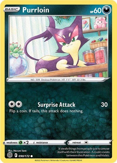 Purrloin (SWSH09: Brilliant Stars) Near Mint - Nick Nack's Full Frontal Attack