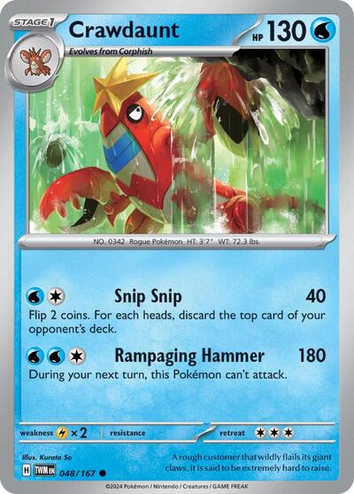 Crawdaunt (SV06: Twilight Masquerade) Near Mint Reverse Holofoil - Nick Nack's Full Frontal Attack