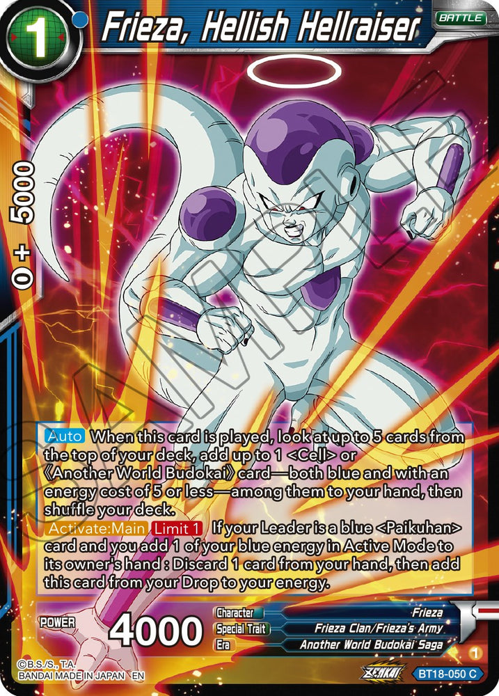 Freezer, Hellish Hellraiser (BT18-050) [Dawn of the Z-Legends] 