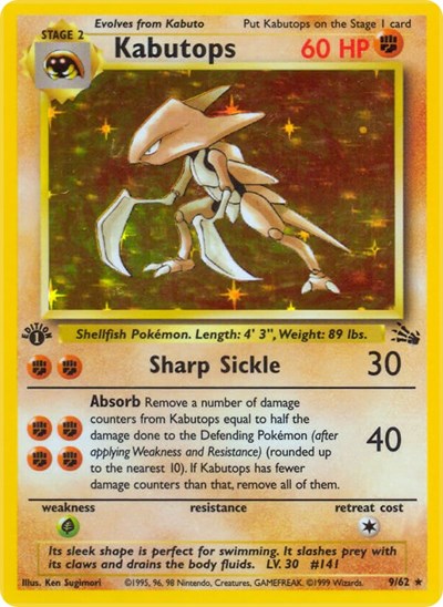 Kabutops (9) (Fossil) Medium Play Holofoil 1st Edition