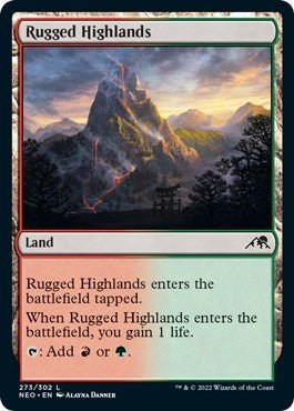Rugged Highlands (Kamigawa: Neon Dynasty) Near Mint - Nick Nack's Full Frontal Attack