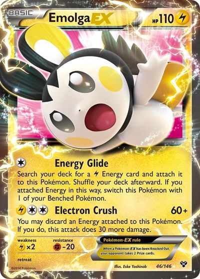 Emolga EX (XY Base Set) Damaged / Poor Holofoil