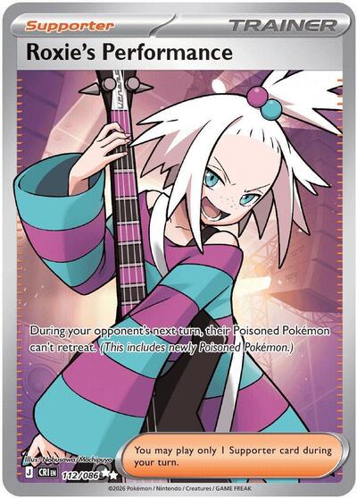 Roxie's Performance - 112 (ME04: Chaos Rising) Near Mint Holofoil - Nick Nack's Full Frontal Attack
