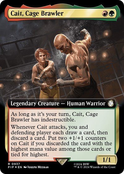 Cait, Cage Brawler (Extended Art) (Surge Foil) (Universes Beyond: Fallout) Near Mint Foil - Nick Nack's Full Frontal Attack