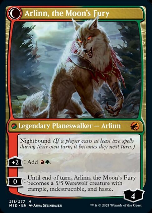 Arlinn, the Pack's Hope / Arlinn, the Moon's Fury (Innistrad: Midnight Hunt) Near Mint Foil - Nick Nack's Full Frontal Attack