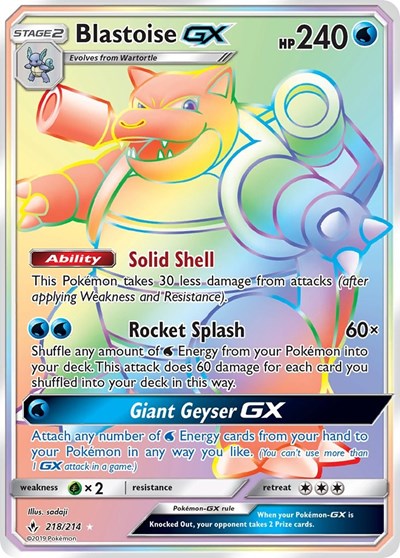 Blastoise GX (Secret) (SM - Unbroken Bonds) Near Mint Holofoil