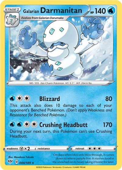 Galarian Darmanitan - 44/189 (Cracked Ice Holo) (Deck Exclusives) Near Mint Holofoil - Nick Nack's Full Frontal Attack