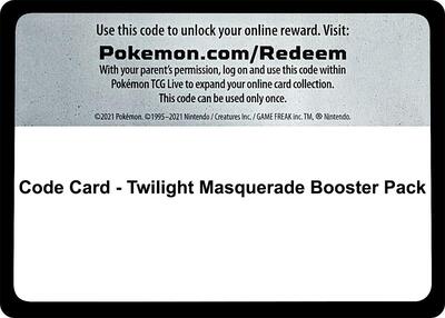 Code Card - Twilight Masquerade Booster Pack (SV06: Twilight Masquerade) Near Mint