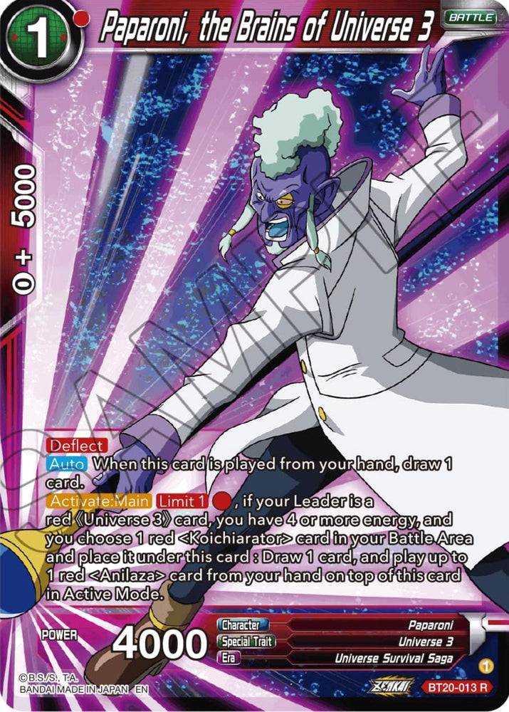 Paparoni, the Brains of Universe 3 (BT20-013) [Power Absorbed]