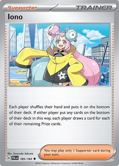 Iono - 185 (SV02: Paldea Evolved) Near Mint - Nick Nack's Full Frontal Attack