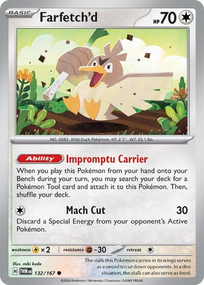 Farfetch'd (SV06: Twilight Masquerade) Near Mint Reverse Holofoil - Nick Nack's Full Frontal Attack