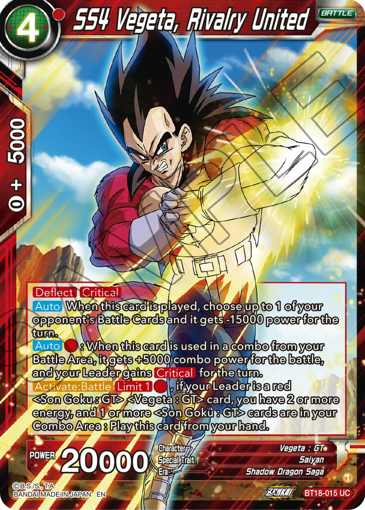 SS4 Vegeta, Rivalry United (BT18-015) [L'aube des Z-Legends] 