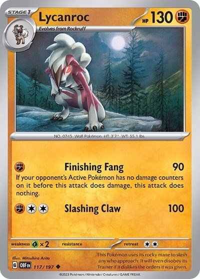 Lycanroc (Scarlet and Violet: Obsidian Flames) Near Mint - Nick Nack's Full Frontal Attack