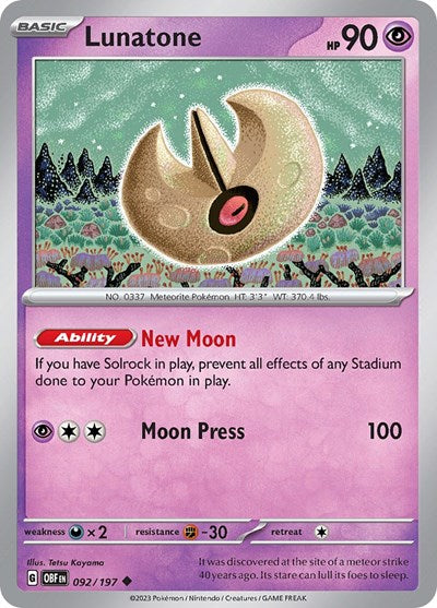 Lunatone (Scarlet and  Violet: Obsidian Flames) Near Mint