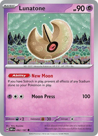 Lunatone (Scarlet and Violet: Obsidian Flames) Near Mint - Nick Nack's Full Frontal Attack