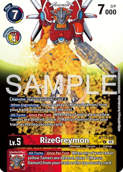 RizeGreymon BT13-015 (Alternate Art) (Advanced Booster Digimon Generation) Near Mint