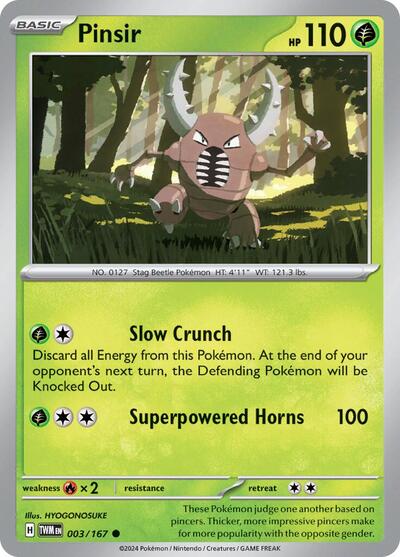 Pinsir - 003 (SV06: Twilight Masquerade) Near Mint Reverse Holofoil - Nick Nack's Full Frontal Attack